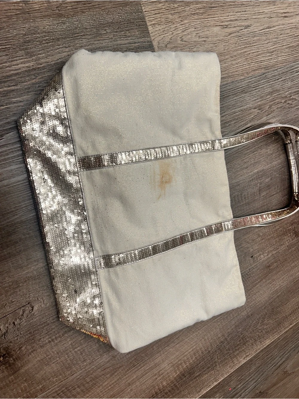 Victoria's Secret White and gold Metallic Tote Bag